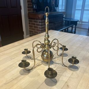 Vintage Danish solid brass candle chandelier